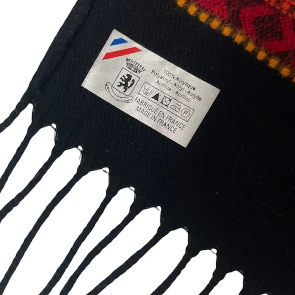 Vintage Scarf French Luxury Knit Winter Statement Pattern Print Made in France
